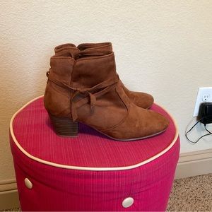 Qupid Chestnut Brown Heel Booties